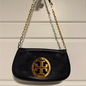 Tory Burch Black Shoulder Bag with Gold Accents